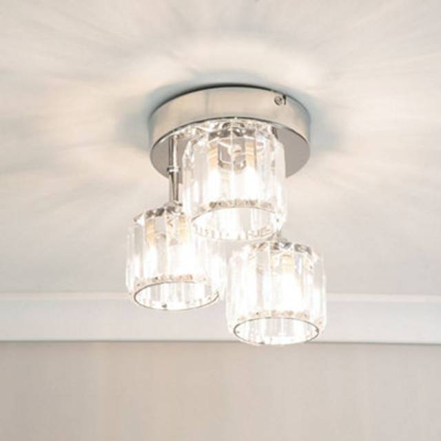 Beth Chrome 3 Way Clear Glass Drop Ceiling Light - Silver - One Size