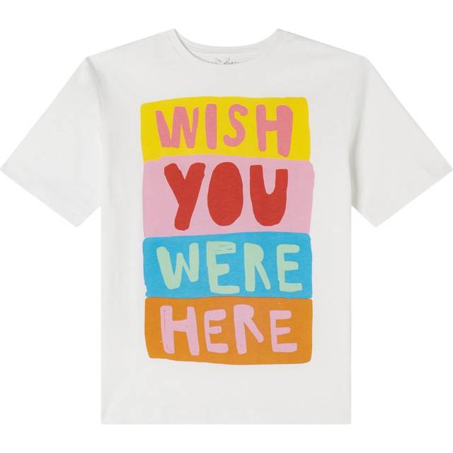 Stella McCartney, T-Shirts, unisex, White, 3 Y, Short Sleeves T-Shirt with Slogan Print