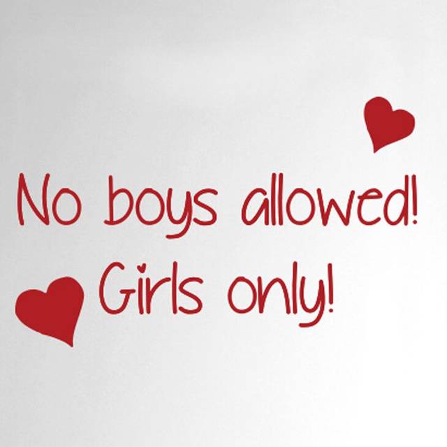 No Boys Allowed Girls Only Door Room Wall Sticker - Dark Red (25cm H X 40cm W)