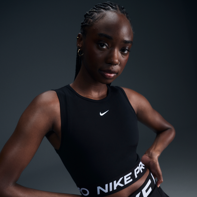 Nike Pro Women's Dri-FIT Cropped Tank Top - Black - Polyester/Elastane - XXS