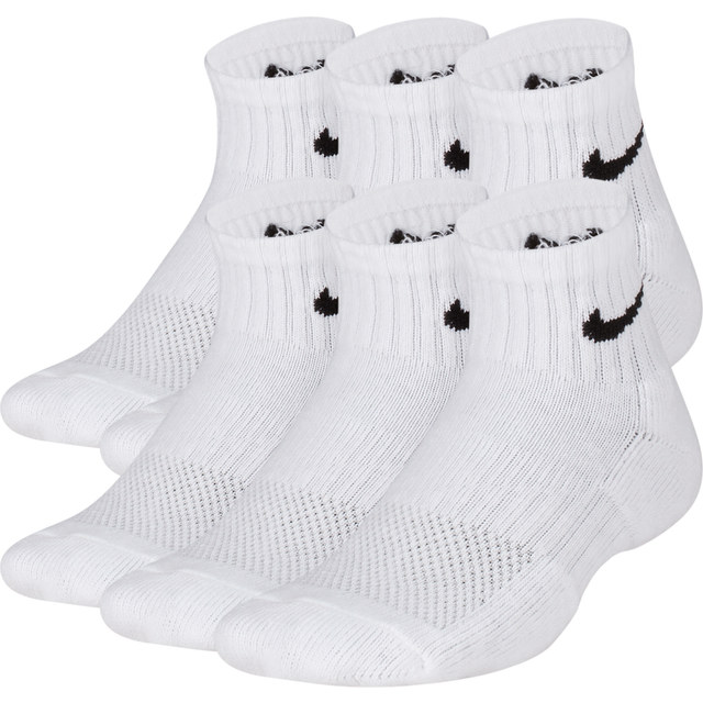 NIKE Kids' Unisex Everyday Cushioned Ankle Socks (6 Pairs)  White/Blac