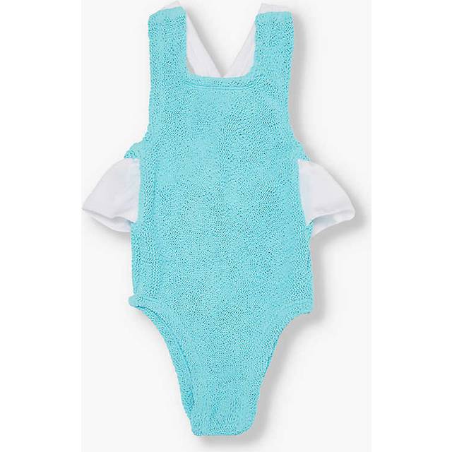 Hunza G Aqua Lara Crinkled-texture Swimsuit 1-6 Years - AQUA