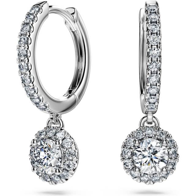 Eternity drop earrings, Lab-grown diamonds 1.1 ct tw, Round shape, 18K white gold - White