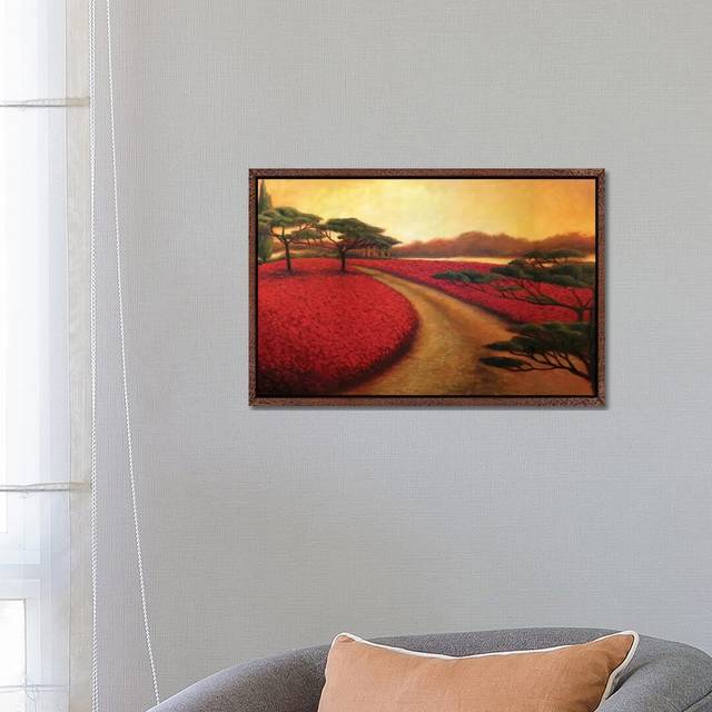 Tuscan Path II by Malenda Trick - Painting Print on Canvas - Classic Brown Wood Framed (45.72cm H x 66.04cm W x 3.81cm D)