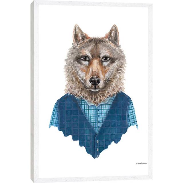 Wolf In Waistcoat by Rachel Nieman - Gallery-Wrapped Canvas Giclée on Canvas - White Framed (66.04cm H x 45.72cm W x 3.81cm D)
