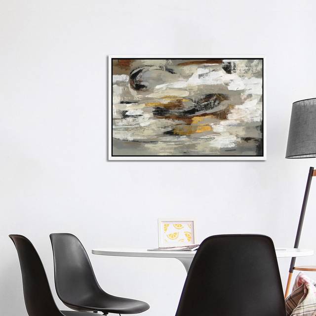 Neutral & Gray Abstract by Silvia Vassileva - Gallery-Wrapped Canvas Giclée on Canvas - White Framed (66.04cm H x 101.6cm W x 3.81cm D)