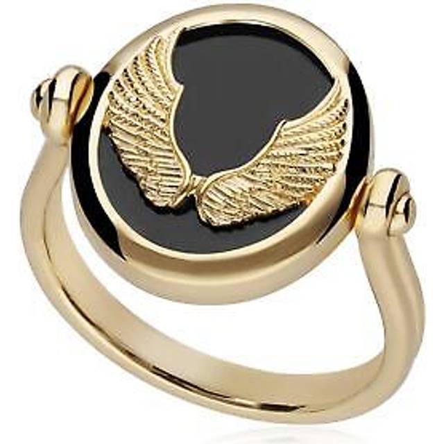 Zodiac Black Onyx Virgo Flip Ring in 18ct Gold Plated Silver