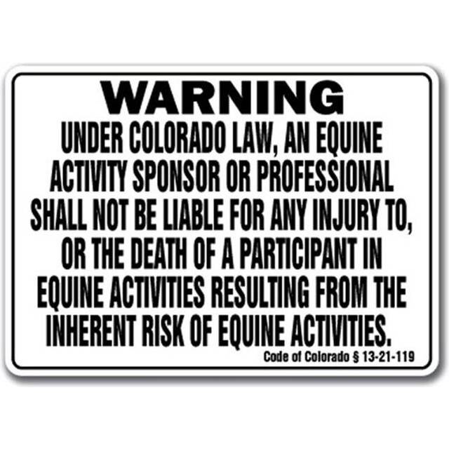 SignMission WS-P-1824-Colorado 18 x 24 in. Colorado - Activity Liability Warning Statute Horse Farm Barn Stable Equine Plastic Sign