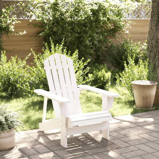 (white) vidaXL Adirondack Chair Outdoor Chair Patio Garden Chair Seat Solid Wood Fir