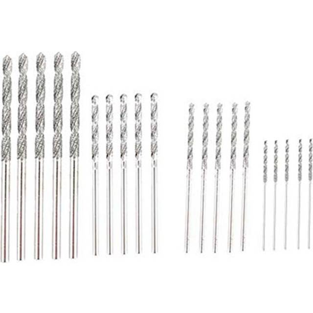 Diamond Drill Bit Set 20 Pieces 4 Sizes 1mm 1.5mm 2mm 2.5mm Twist Tip Jewelry Beach Sea Glass Shells Gemstones Lapidary