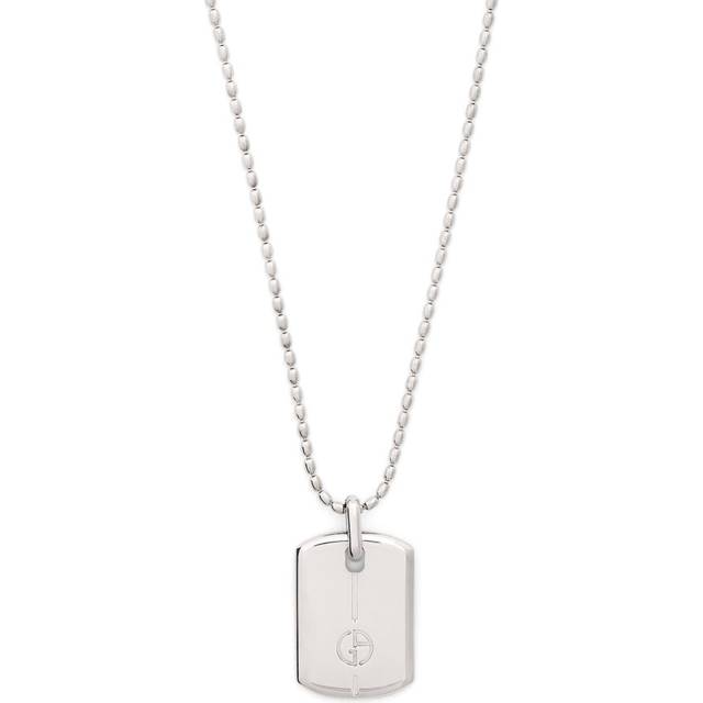 Silver necklace with logo plate