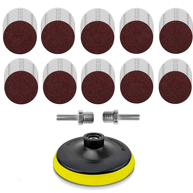 moresk-100PCS 5 Inch 5 Inch Sanding Discs Sandpaper with Hook and Loop , Angle Grinder Attachments with [2PCS] 5/8-11 Threads