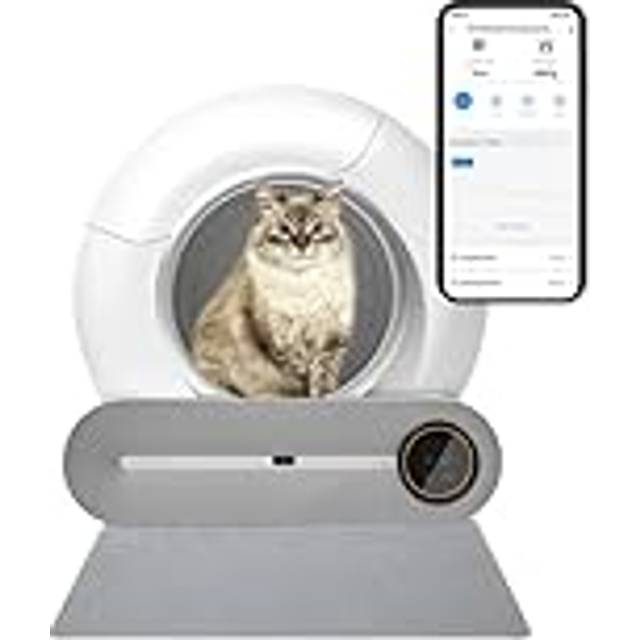 Elektronisk kattlåda, självrengörande med 65 l + 9 l stor kapacitet, appkontroll, jonisk deodoriserare, smart kattlåda, självrengörande kattlåda för flera katter