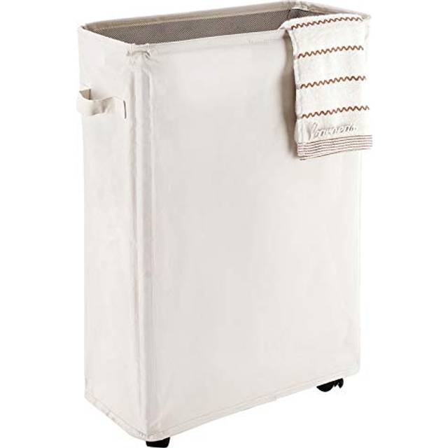 Caroeas Laundry Basket on Wheels  Slim Laundry Hamper Collapsible with Note Cards Waterproof Corner Hamper with Lid Breathable Mesh Cover (Slim 22 inc