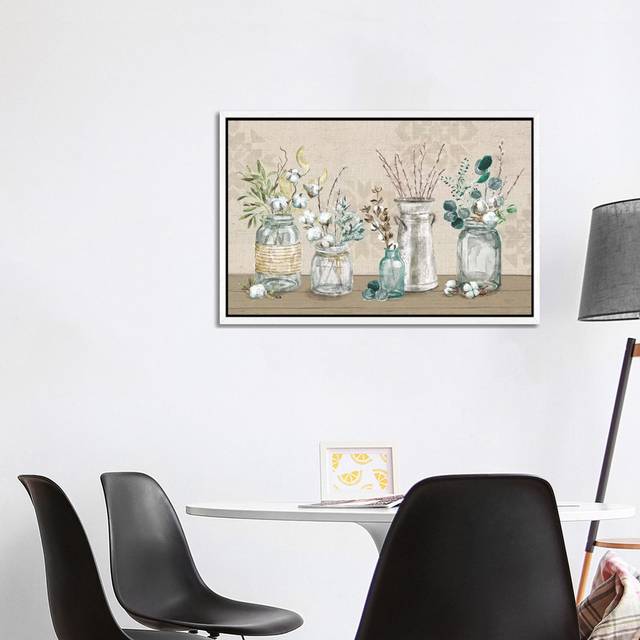Cotton Bouquet I by Mary Urban - Graphic Art Print on Canvas - White Framed (101.6 cm H x 66.04 cm W)