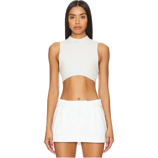 Nike Womens Chill Knit Rib Crop Tank - Beige - Size XS