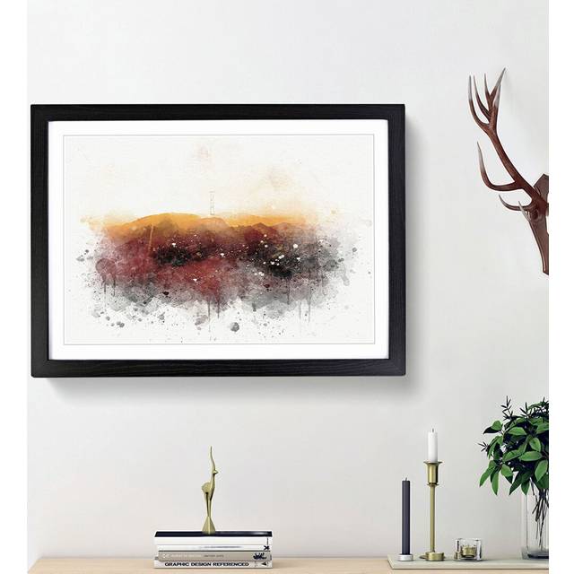 Sunlight over San Francisco in Abstract - Picture Frame Graphic Art Print - Black Framed (62cm H x 87cm W x 2cm D)