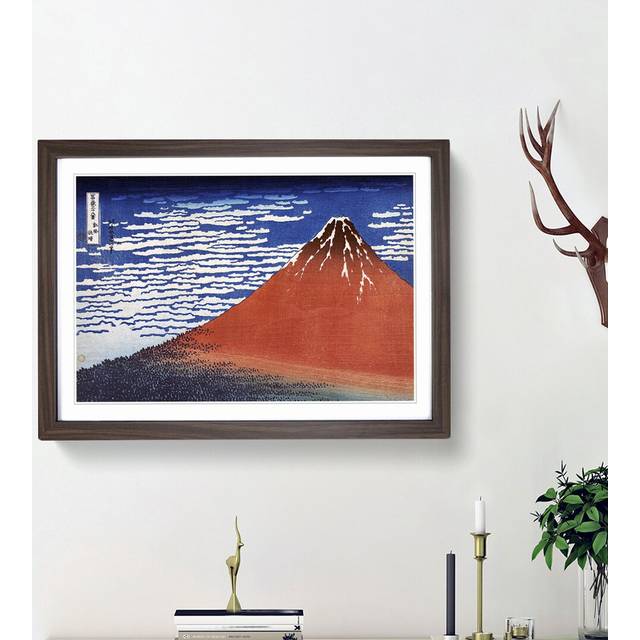 South Wind Clear Sky by Katsushika Hokusai - Picture Frame Painting Print - Walnut Framed (48cm H x 65cm W x 2cm D)