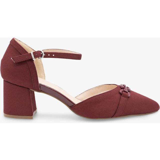 Micro Suede 'Farina' Wide Fit Mid Block Heel Ankle Strap Heel - Burgundy - 7