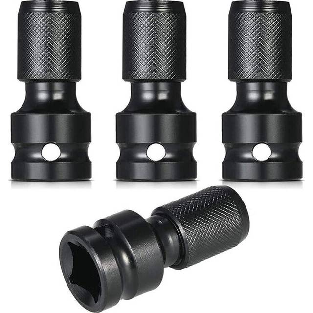 4 Pcs Impact Adaptor 1/2 Square Drive to 1/4 Hex Shank Socket Adapter Quick Release Chuck Converter for Ratchet Wrench