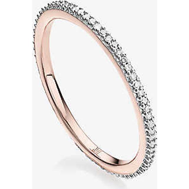 Monica Vinader Womens Rose Gold Skinny 18ct Gold-plated Vermeil Sterling Silver and 0.12 Diamond Eternity Ring L - ROSE GOLD