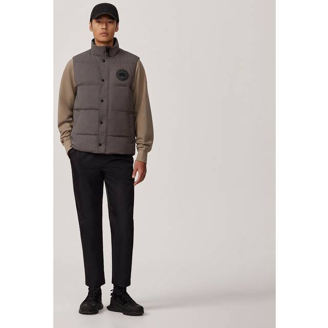Canada Goose Mens Coastal Grey Garson Brand-patch Funnel-neck Cotton-blend Gilet L
