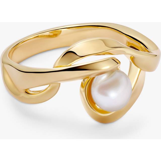Astley Clarke Twisted Freshwater Pearl Cocktail Ring, Gold