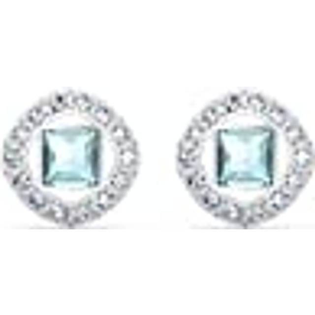 Swarovski Angelic Square womens Stud Earrings  with Aqua and White Crystals and Rhodium Plated Setting  an Amazon Exclusive