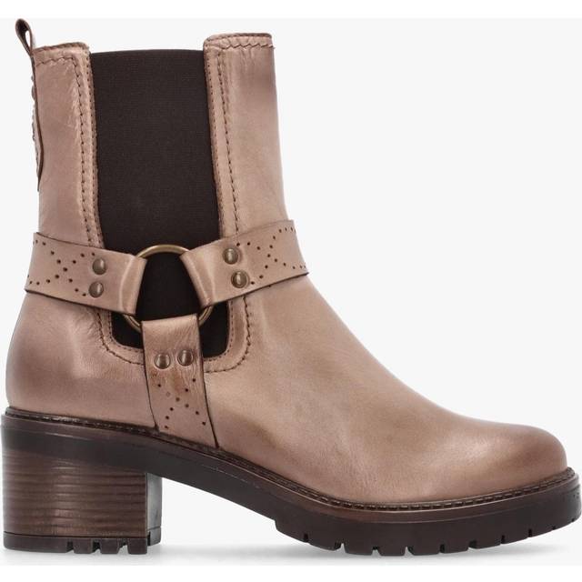 MODA IN PELLE Butini Taupe Leather Block Heel Chelsea Boots Size: 39, Colour: Taupe Leather
