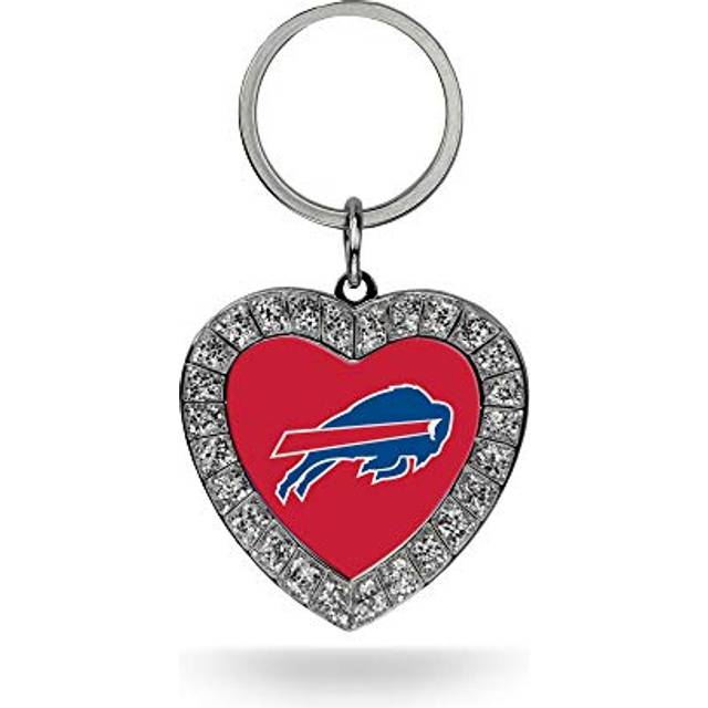 Rico Industries NFL Buffalo Bills Metal Rhinestone Heart Keychain   1.