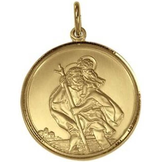 9ct gold st christopher pendant - air land sea back - matt finish