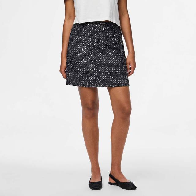 Pieces Pcroberta HW Mini Sequins Skirt Dam Korta Kjolar Stl. XS - Från Magasin - Grey Denim (XS)