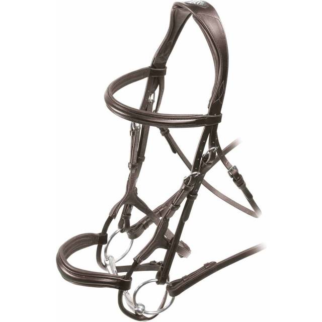 (X Full, Havana) Velociti Ergonomic Leather Horse Cavesson Bridle