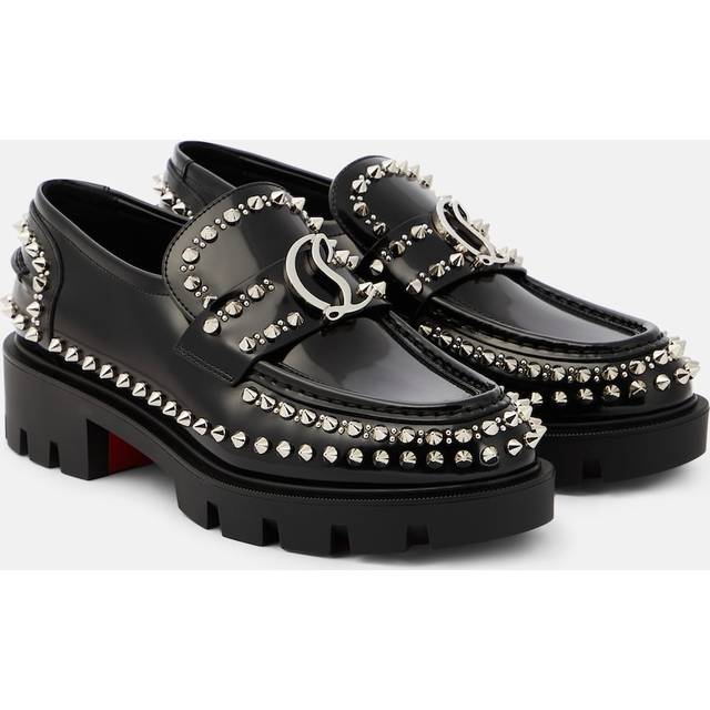 Christian Louboutin CL Moc Lug Spikes leather loafers - black (UK 9)