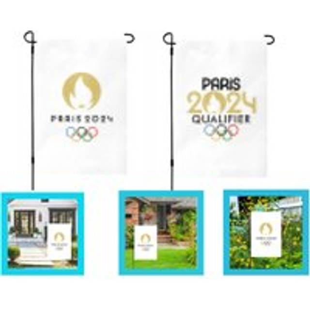 Coocheer - 2pcs 2024 Olympic Games Five-Ring Garden Flag 30x45 cm Yard Decoration