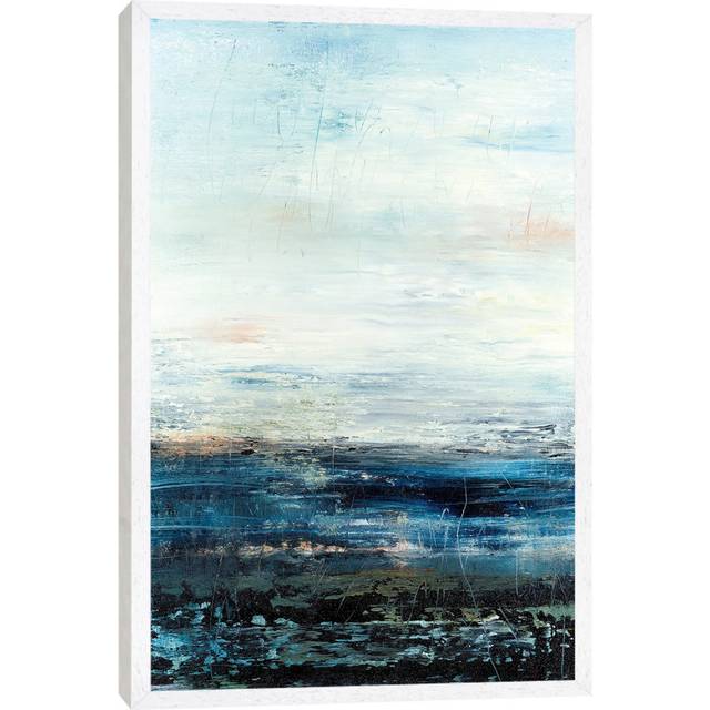Ocean Blue Floor by Radek Smach - Painting on Canvas - White Framed (66.04cm H X 45.72cm W)