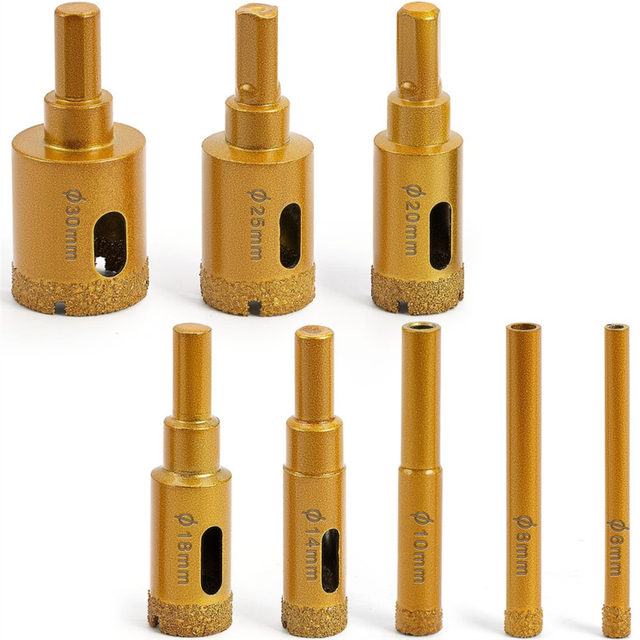 moresk-Diamond Hole Saw Kit, Dry/Wet Brazing Tile Core Drill Bits Sets, Brazed Hollow Tile Hole Saw Set (6-30mm) 8 PCS