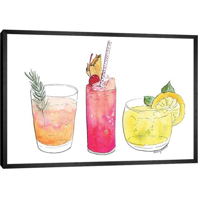 Summer Cocktails by Kelsey McNatt - Painting on Canvas - Black Framed (66.04cm H x 101.6cm W)