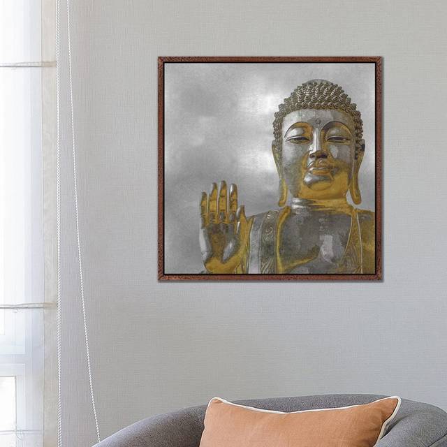 Silver And Gold Buddha by Tom Bray - Gallery-Wrapped Canvas Giclée on Canvas - Classic Wood Floater Framed (66.04 cm H x 66.04 cm W)