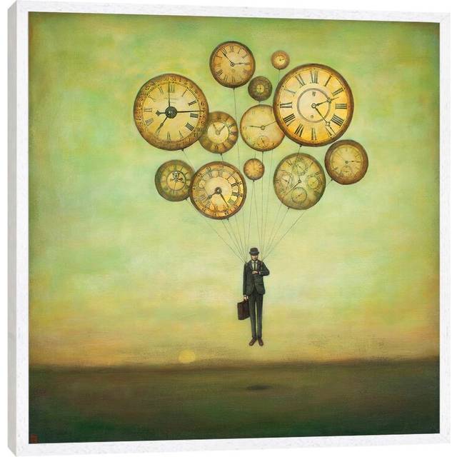 Waiting for Time to Fly by Duy Huynh - Painting Print on Canvas - White Framed (93.98 cm H x 93.98 cm W)