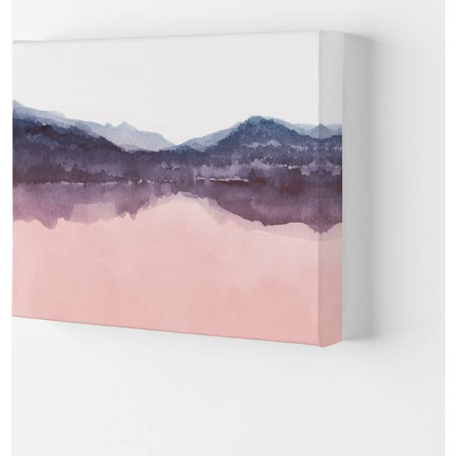 Watercolour Landscape I - Indigo & Pink - Graphic Art Print on Paper (59.4 cm H x 42 cm W x 4 cm D)