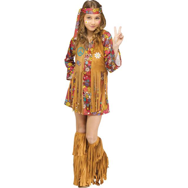 Peace & Love Child Hippie Costume - Pink&#47;Yellow (XL)