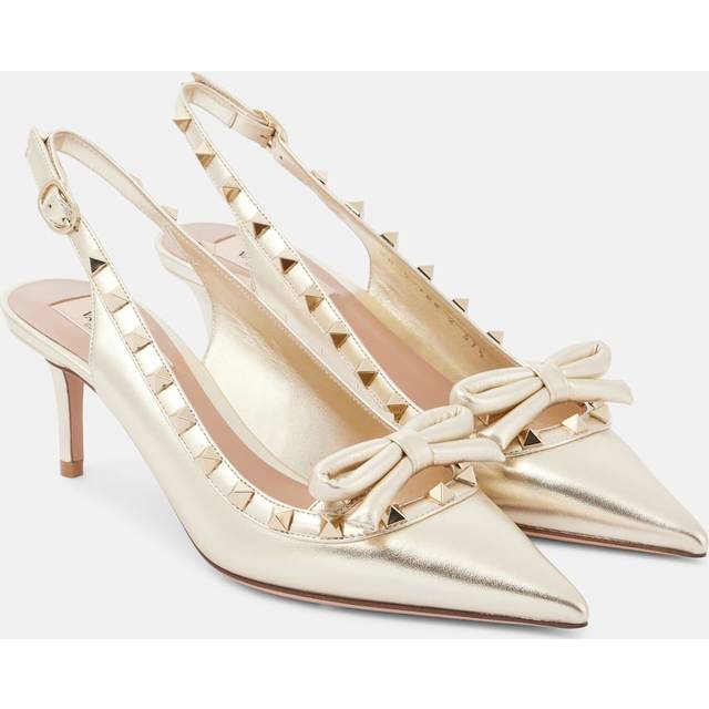 Valentino Rockstud Bow 60 Leather Slingback Pump