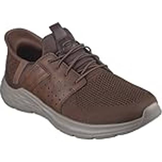 Skechers Herren Garner Newick Slip-On, Dunkelbraunes Textil-Synthetik, 42 EU