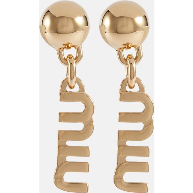 Miu Miu Logo drop earrings - gold (One Size)
