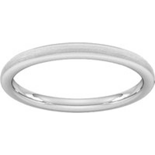 2mm Traditional Court Standard Polished Chamfered Edges With Matt Centre Wedding Ring In 9 Carat White Gold - Ring Size O