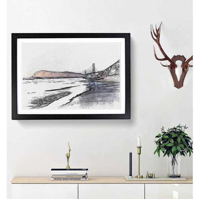 Golden Gate Bridge in San Francisco - Picture Frame Graphic Art Print - Black Framed (36cm H x 48cm W x 2cm D)