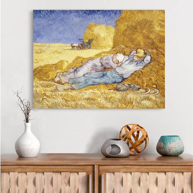 'Noon: Rest from Work' by Vincent Van Gogh - Wrapped Canvas Painting Print (60cm H x 80cm W x 4cm D)