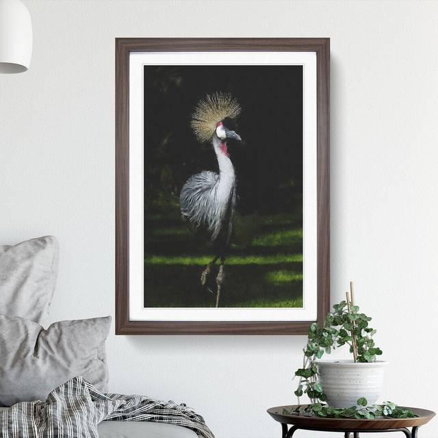 Crane Bird - Picture Frame Painting - Walnut Framed (48cm H x 36cm W x 2cm D)