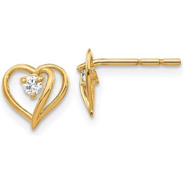 14K Yellow Gold Fancy Diamond Heart Earring Mountings